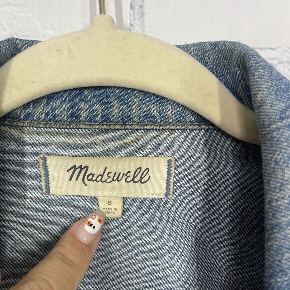 Madewell Jean Trucker Jacket Small Denim Medium Wash Flap Pockets Western - Picture 6 of 14